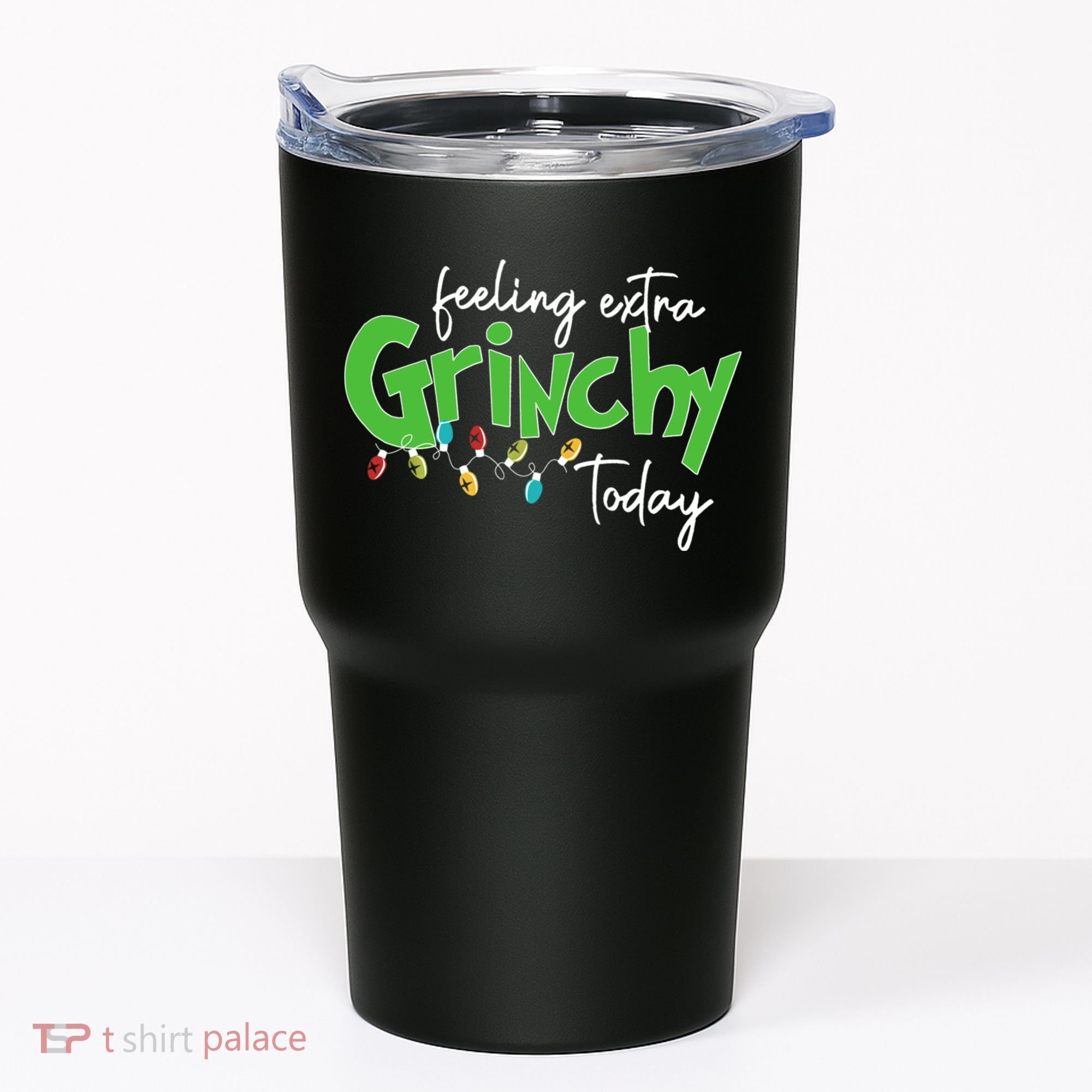 Feeling Extra Grinchy Today Christmas Xmas Lights Pullover Tumbler