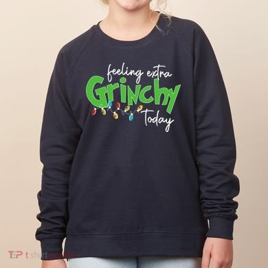 Feeling Extra Grinchy Today Christmas Xmas Lights Pullover Women's Sweatshirt