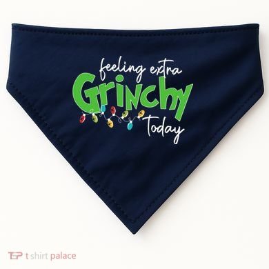 Feeling Extra Grinchy Today Christmas Xmas Lights Pullover USA-Made Doggie Bandana