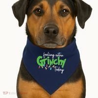 Feeling Extra Grinchy Today Christmas Xmas Lights Pullover USA-Made Doggie Bandana thumb 1