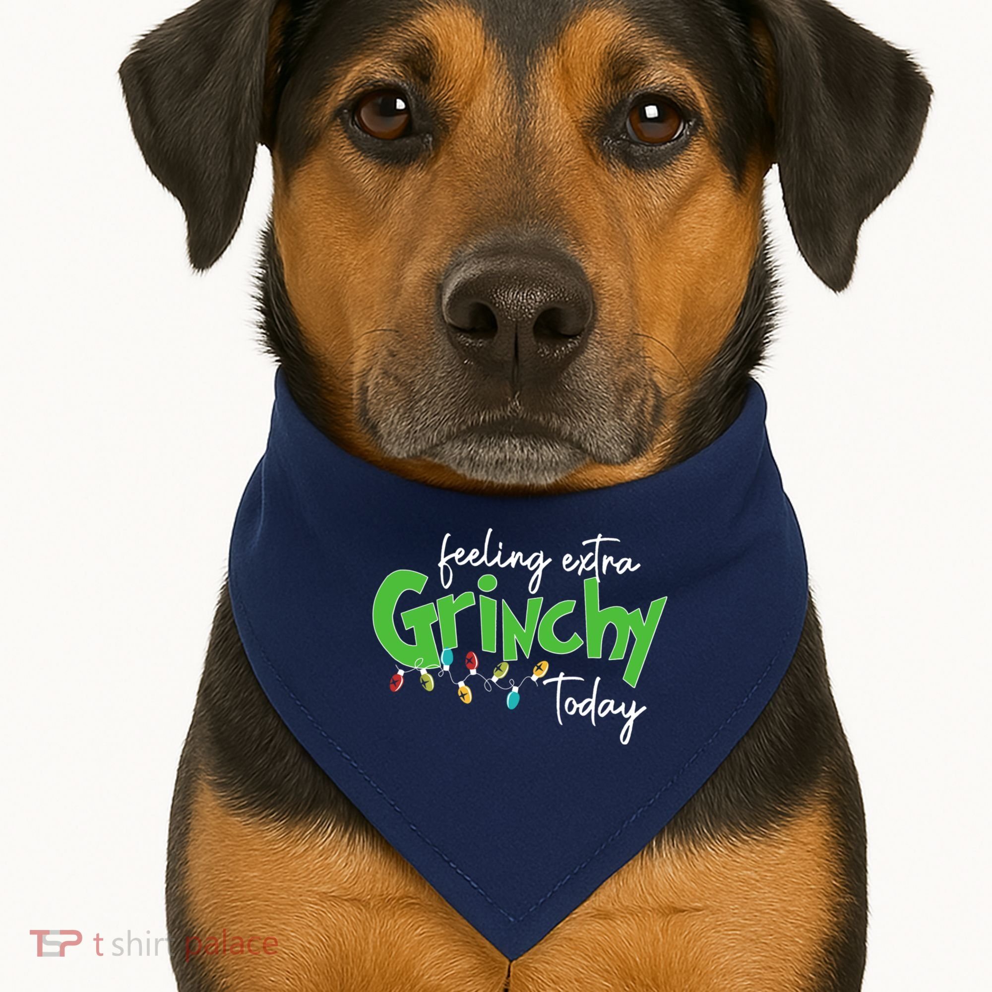 Feeling Extra Grinchy Today Christmas Xmas Lights Pullover USA-Made Doggie Bandana