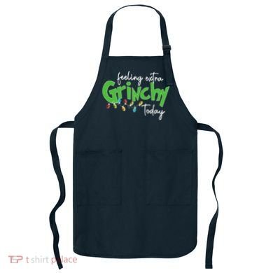 Feeling Extra Grinchy Today Christmas Xmas Lights Pullover Apron