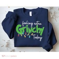 Feeling Extra Grinchy Today Christmas Xmas Lights Pullover Sweatshirt thumb 2