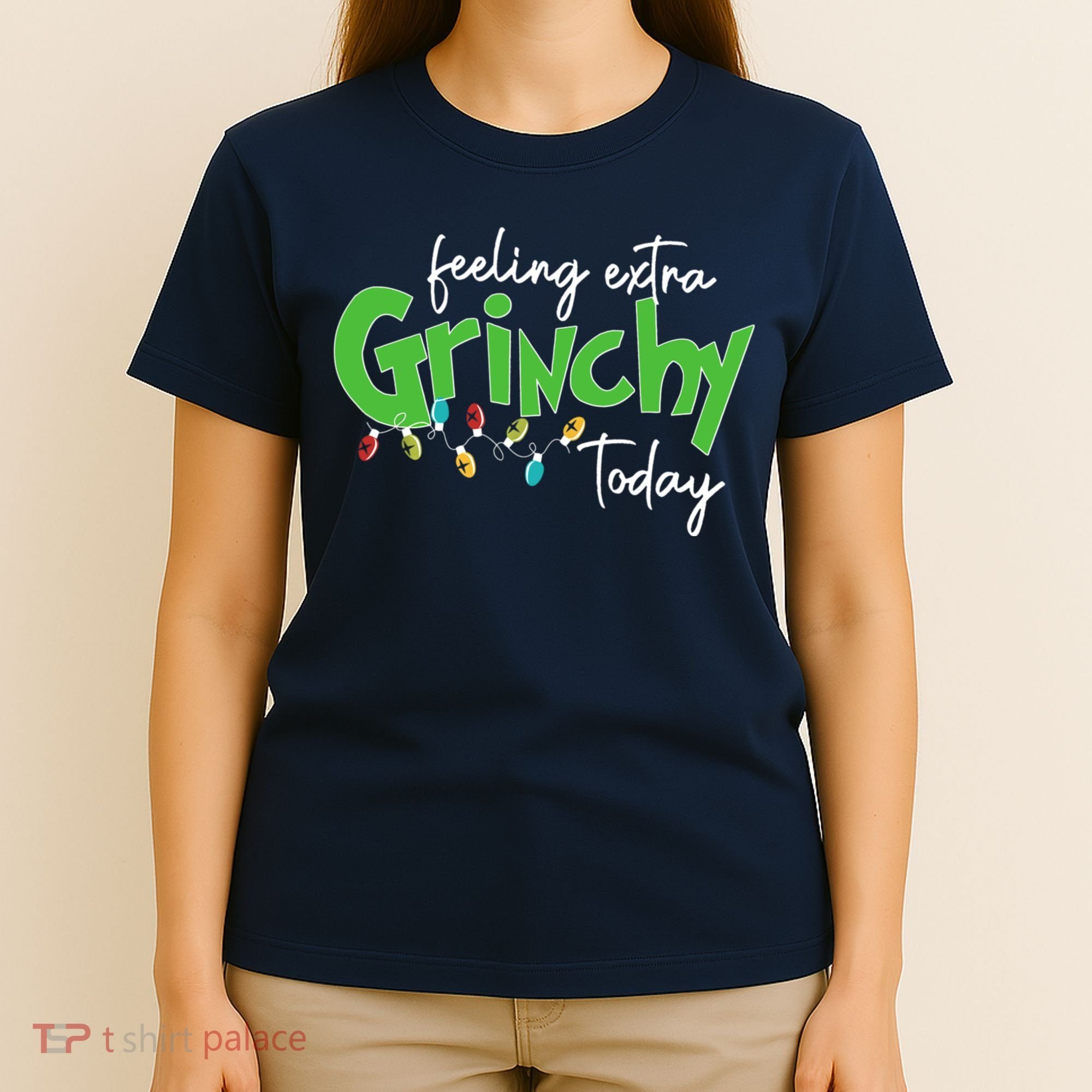 Feeling Extra Grinchy Today Christmas Xmas Lights Pullover T-Shirt