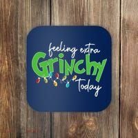 Feeling Extra Grinchy Today Christmas Xmas Lights Pullover Coaster thumb 0