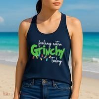 Feeling Extra Grinchy Today Christmas Xmas Lights Pullover Women's Tank Top thumb 2