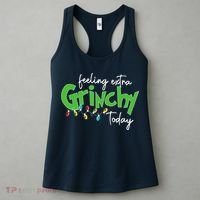 Feeling Extra Grinchy Today Christmas Xmas Lights Pullover Women's Tank Top thumb 3