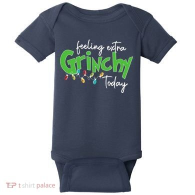 Feeling Extra Grinchy Today Christmas Xmas Lights Pullover Baby Bodysuit