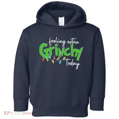 Feeling Extra Grinchy Today Christmas Xmas Lights Pullover Toddler Hoodie