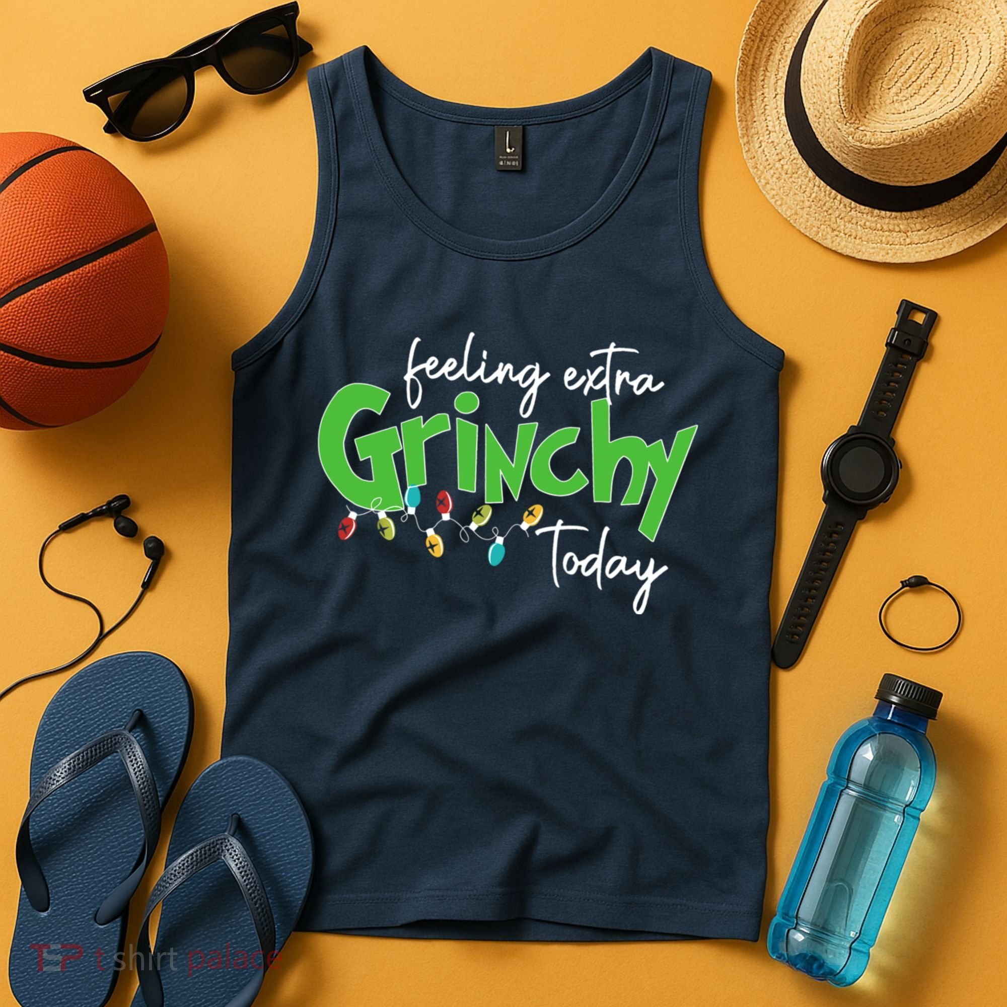 Feeling Extra Grinchy Today Christmas Xmas Lights Pullover Tank Top