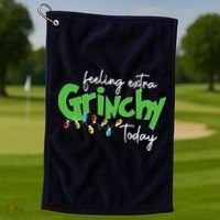 Feeling Extra Grinchy Today Christmas Xmas Lights Pullover Golf Towel thumb 1
