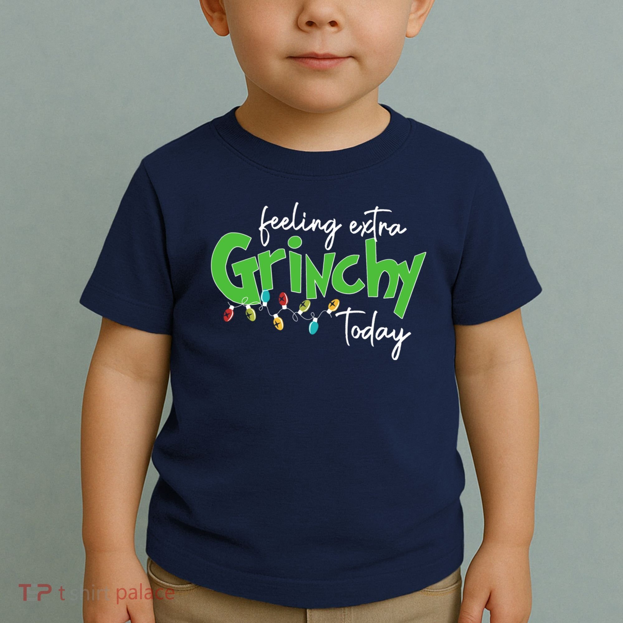 Feeling Extra Grinchy Today Christmas Xmas Lights Pullover Toddler T-Shirt