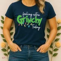 Feeling Extra Grinchy Today Christmas Xmas Lights Pullover Women's T-Shirt thumb 2