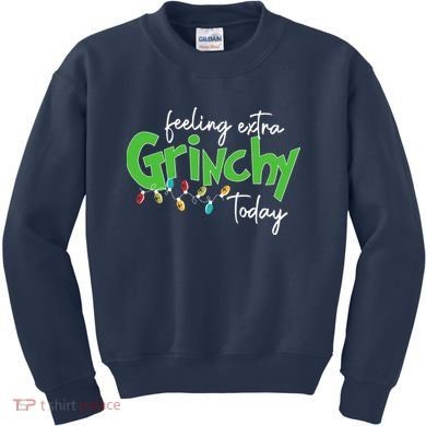 Feeling Extra Grinchy Today Christmas Xmas Lights Pullover Kids Sweatshirt