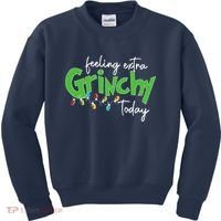 Feeling Extra Grinchy Today Christmas Xmas Lights Pullover Kids Sweatshirt thumb 0