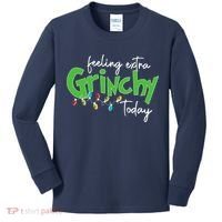 Feeling Extra Grinchy Today Christmas Xmas Lights Pullover Kids Long Sleeve Shirt thumb 0
