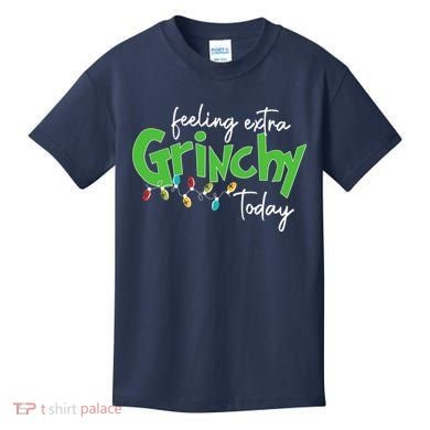 Feeling Extra Grinchy Today Christmas Xmas Lights Pullover Kids T-Shirt