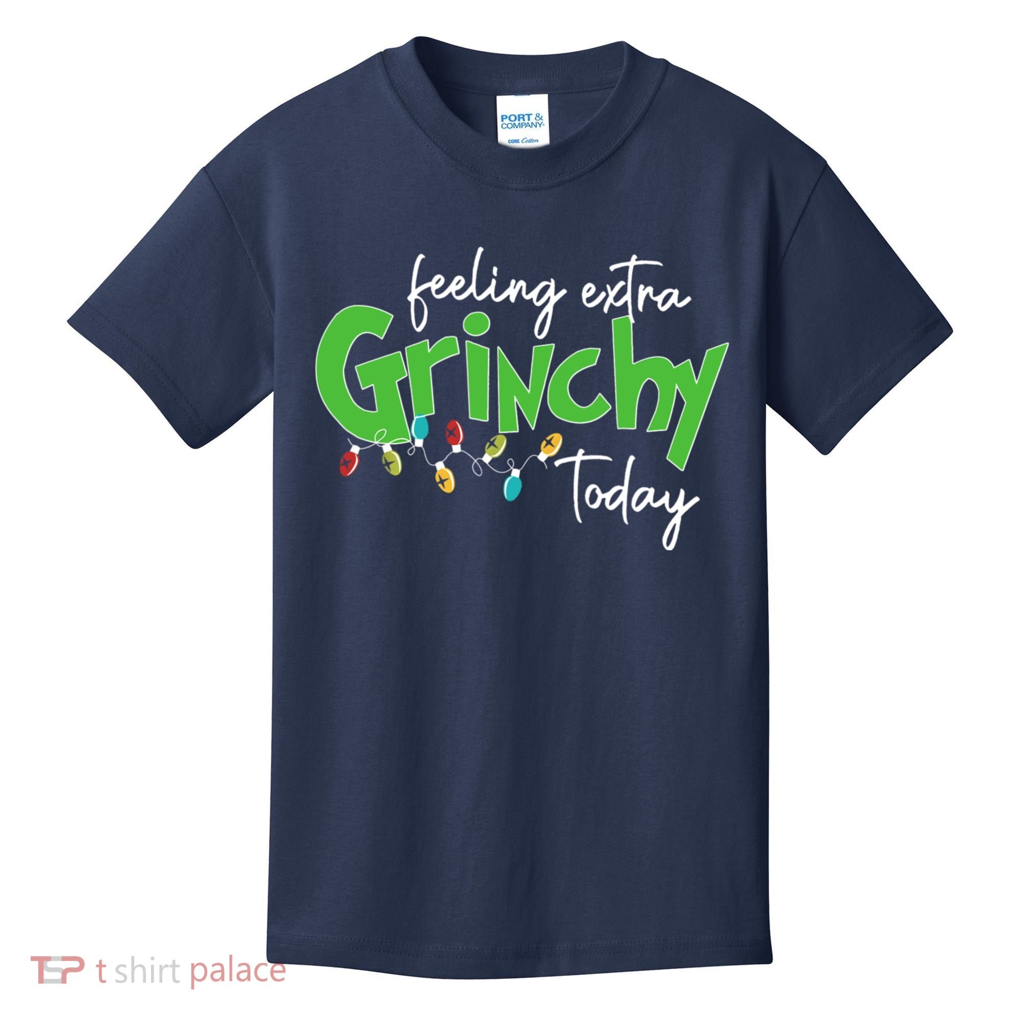Feeling Extra Grinchy Today Christmas Xmas Lights Pullover Kids T-Shirt