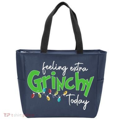 Feeling Extra Grinchy Today Christmas Xmas Lights Pullover Tote Bag