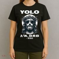 Funny Easter Gifts Christian Resurrection Yolo Jk Brb Jesus T-Shirt thumb 4