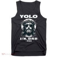 Funny Easter Gifts Christian Resurrection Yolo Jk Brb Jesus Tank Top thumb 0