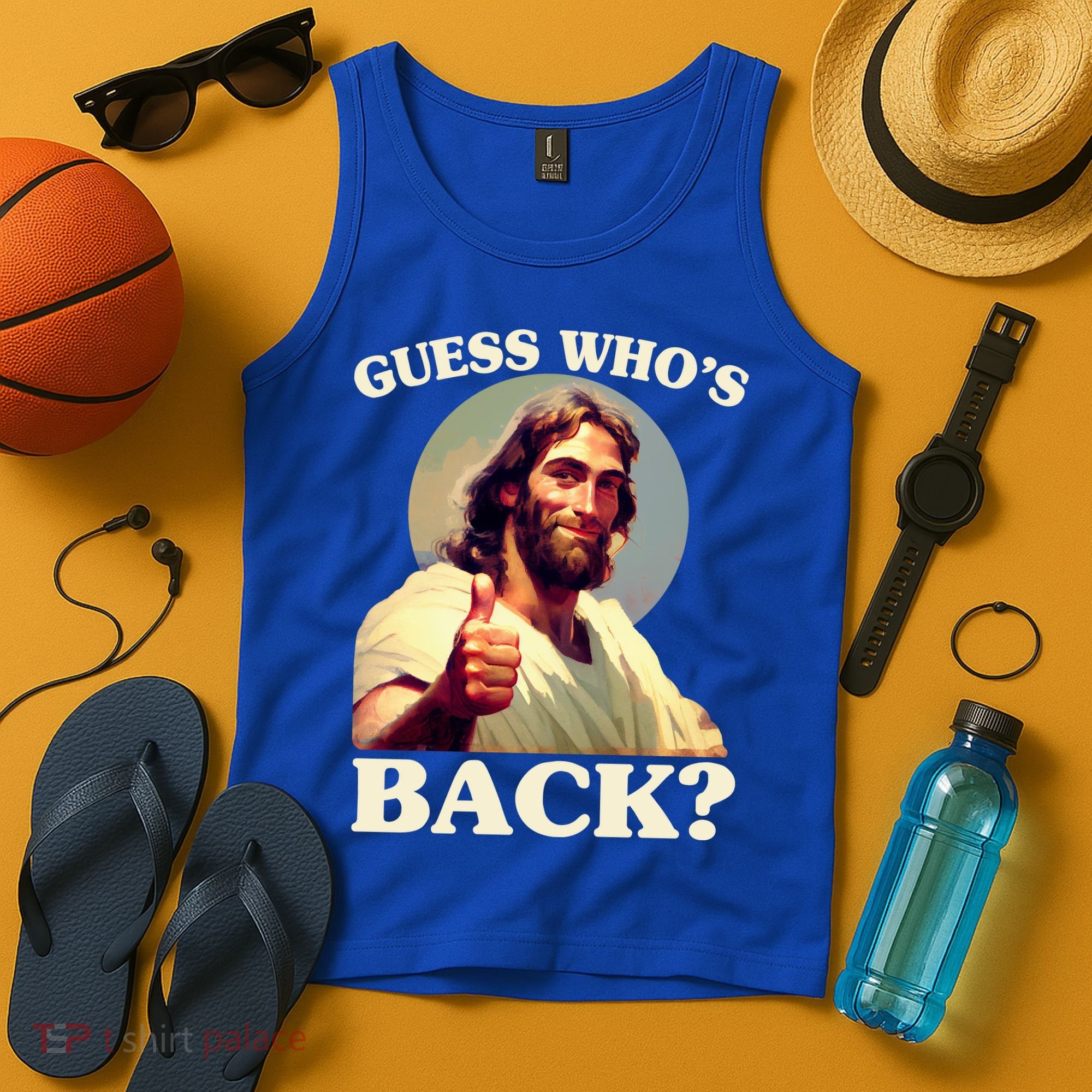 Funny Easter Guess Whos Back Jesus Tank Top