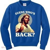 Funny Easter Guess Whos Back Jesus Kids Sweatshirt thumb 0