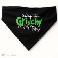 Feeling Extra Grinchy Today Christmas Lights Xmas Clothing USA-Made Doggie Bandana thumb 0