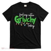 Feeling Extra Grinchy Today Christmas Lights Xmas Clothing T-Shirt thumb 0