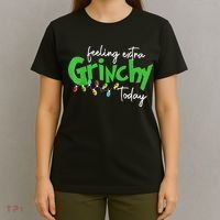 Feeling Extra Grinchy Today Christmas Lights Xmas Clothing T-Shirt thumb 4
