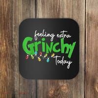 Feeling Extra Grinchy Today Christmas Lights Xmas Clothing Coaster thumb 0