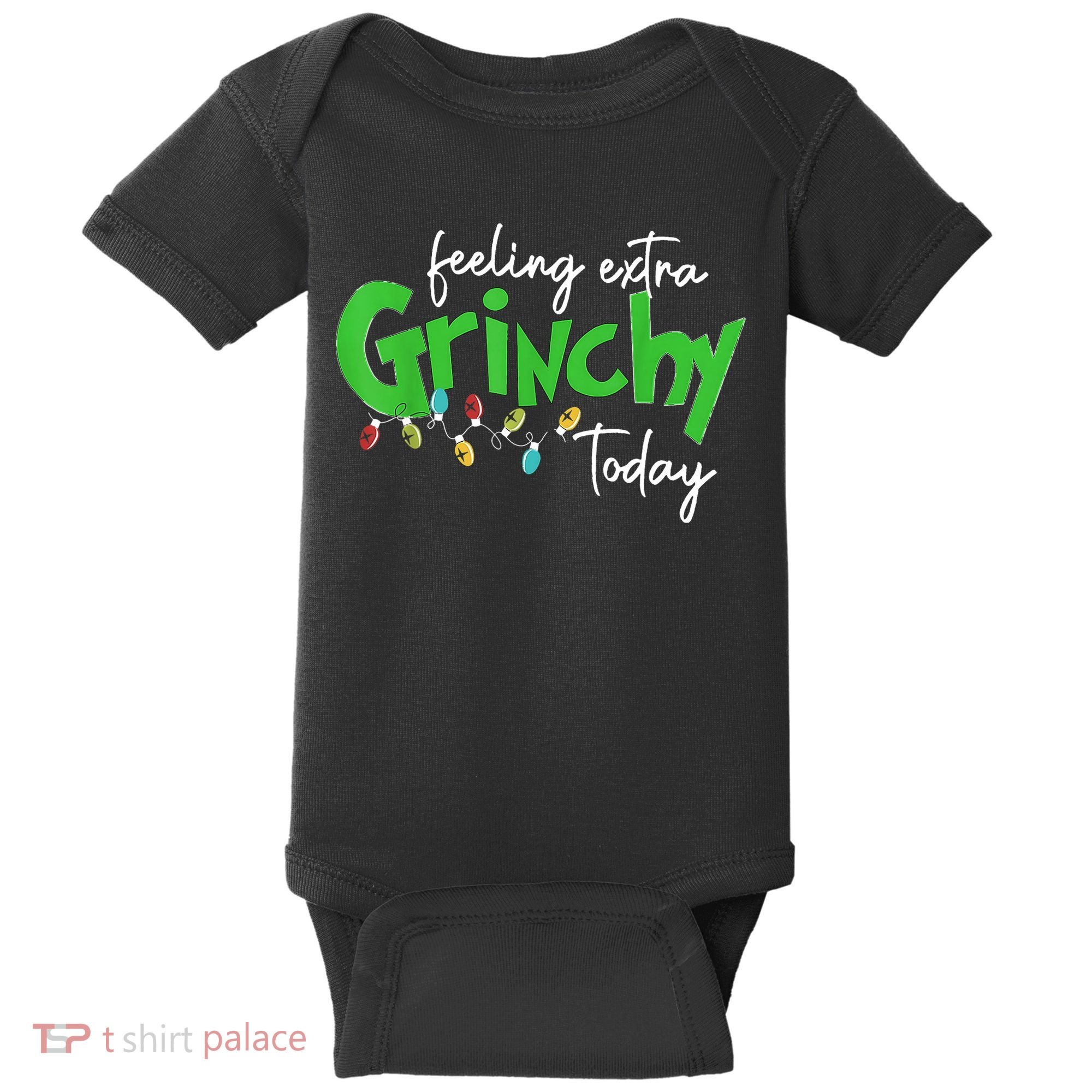 Feeling Extra Grinchy Today Christmas Lights Xmas Clothing Baby Bodysuit