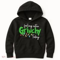 Feeling Extra Grinchy Today Christmas Lights Xmas Clothing Kids Hoodie thumb 0