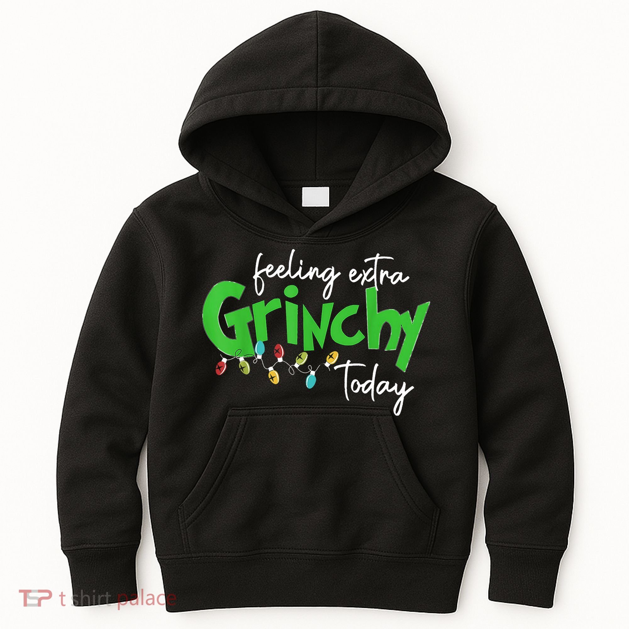Feeling Extra Grinchy Today Christmas Lights Xmas Clothing Kids Hoodie