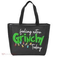 Feeling Extra Grinchy Today Christmas Lights Xmas Clothing Tote Bag thumb 0