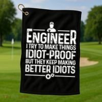 Funny Engineer Gift For Men Women Cool Engineering Mechanic Golf Towel thumb 1