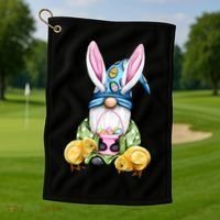Funny Easter Gnome Golf Towel thumb 1