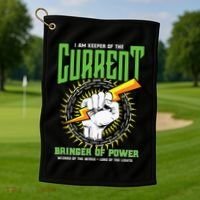 Funny Electrician Gift Electrical Engineer Lineman Golf Towel thumb 1
