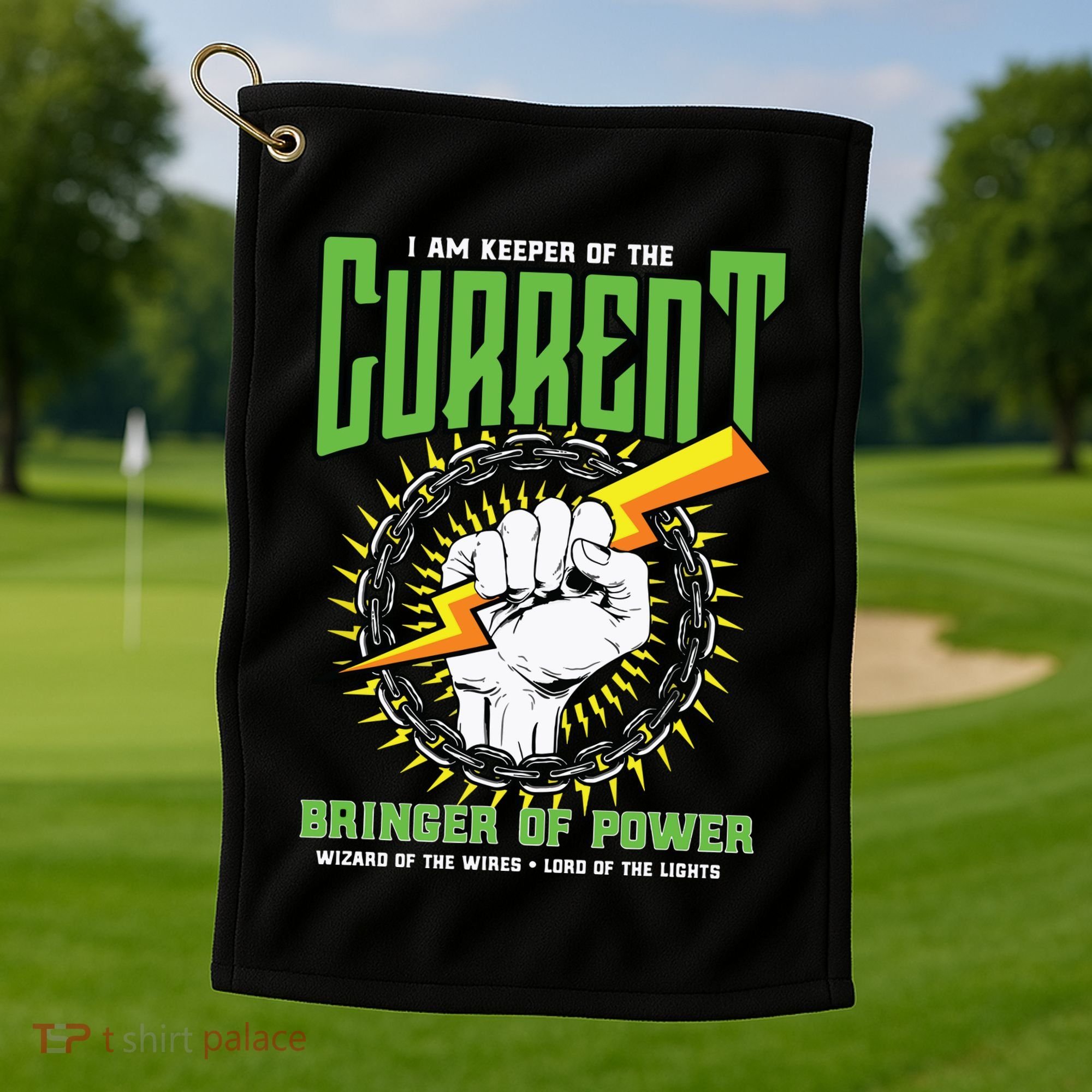 Funny Electrician Gift Electrical Engineer Lineman Golf Towel