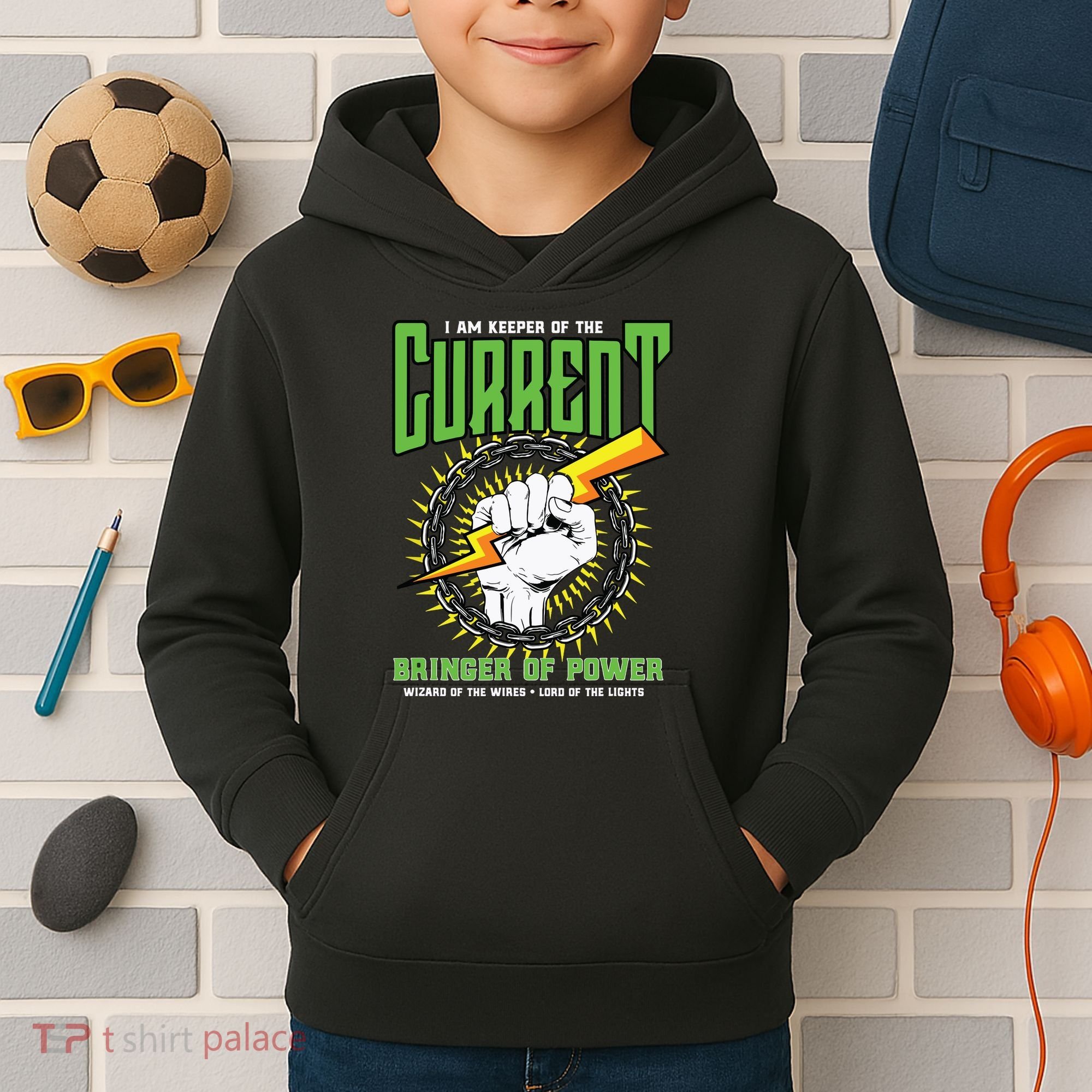 Funny Electrician Gift Electrical Engineer Lineman Kids Hoodie