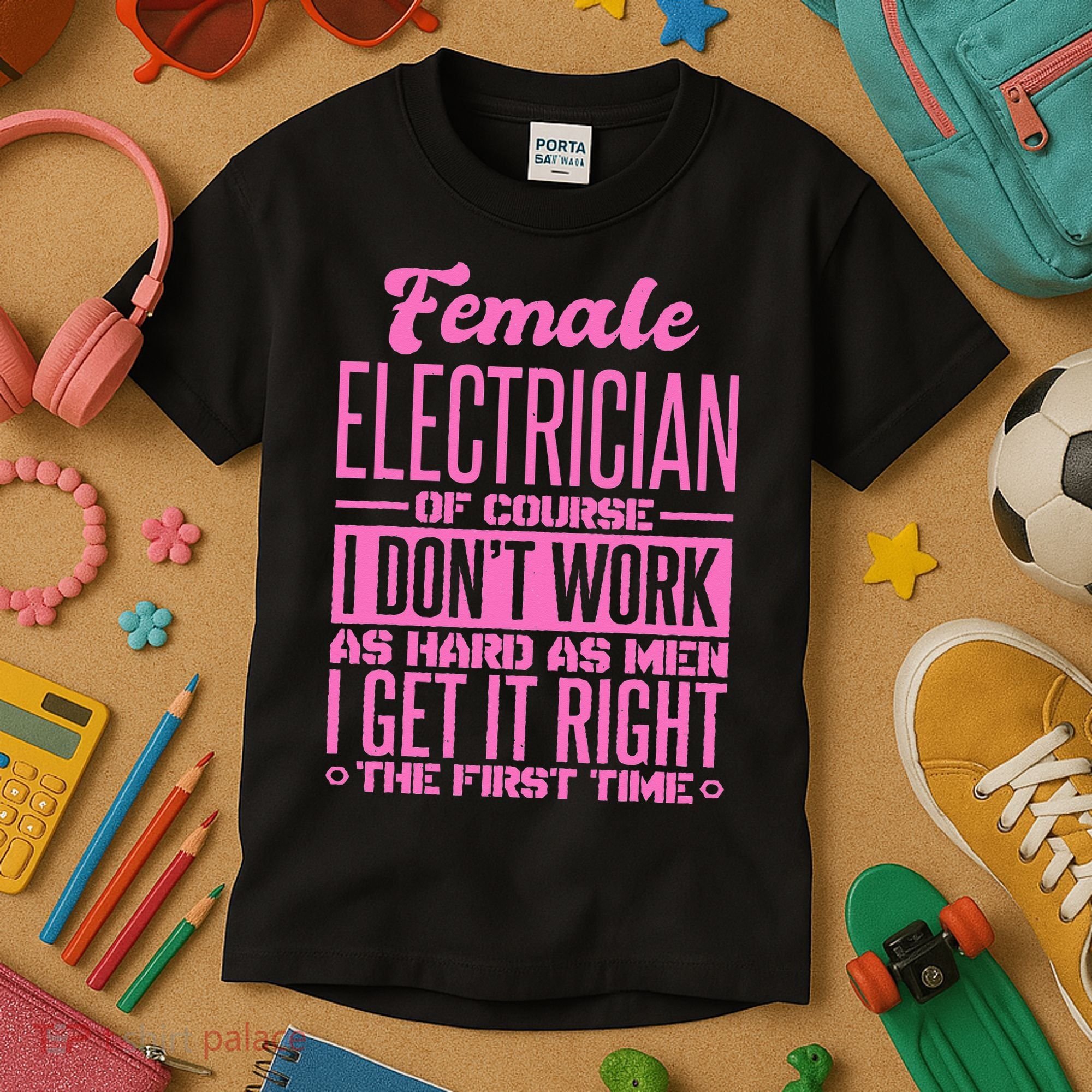 Female Electrician Get It Right The First Time Kids T-Shirt