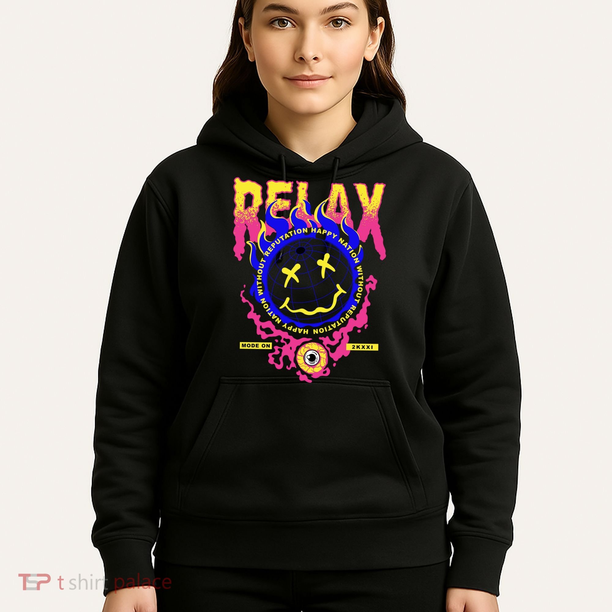 Flaming Emoji Globe Eyeball Smoke Hoodie