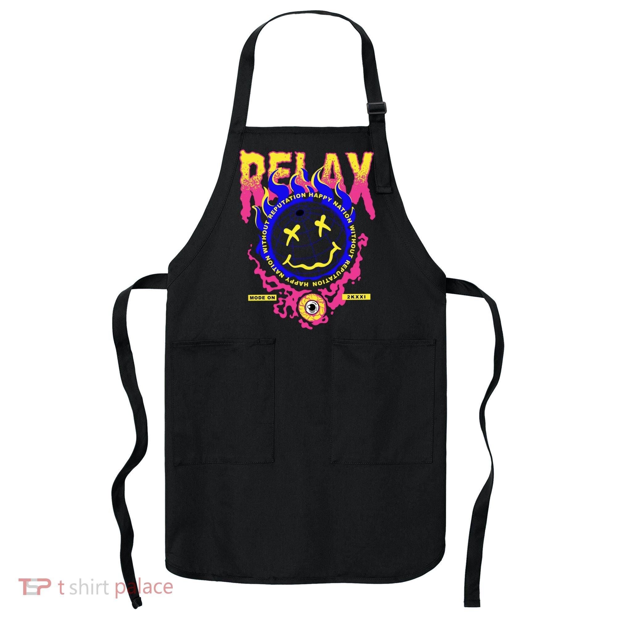 Flaming Emoji Globe Eyeball Smoke Apron