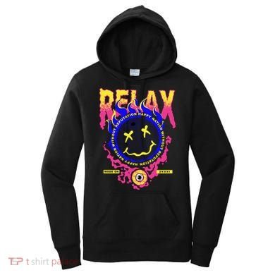 Flaming Emoji Globe Eyeball Smoke Women's Hoodie