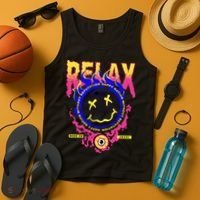Flaming Emoji Globe Eyeball Smoke Tank Top thumb 4