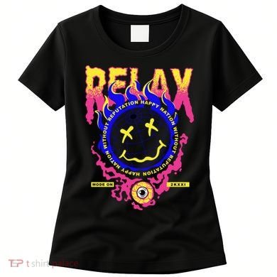 Flaming Emoji Globe Eyeball Smoke Women's T-Shirt