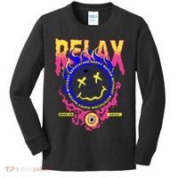 Flaming Emoji Globe Eyeball Smoke Kids Long Sleeve Shirt thumb 0