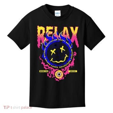 Flaming Emoji Globe Eyeball Smoke Kids T-Shirt