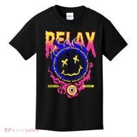 Flaming Emoji Globe Eyeball Smoke Kids T-Shirt thumb 0
