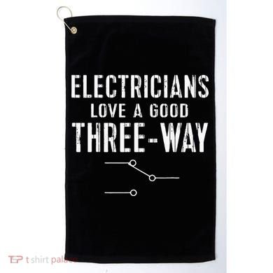 Funny Electrician Gift for Three Way Electrical Engineer Golf Towel